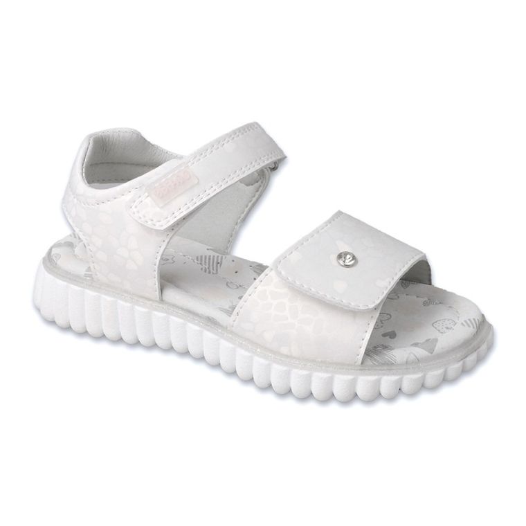 Sandały dziewczęce, białe, skórzana wkładka, Befado