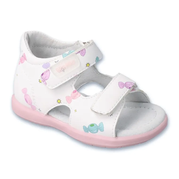 Sandały dziewczęce, białe, skórzana wkładka, Befado