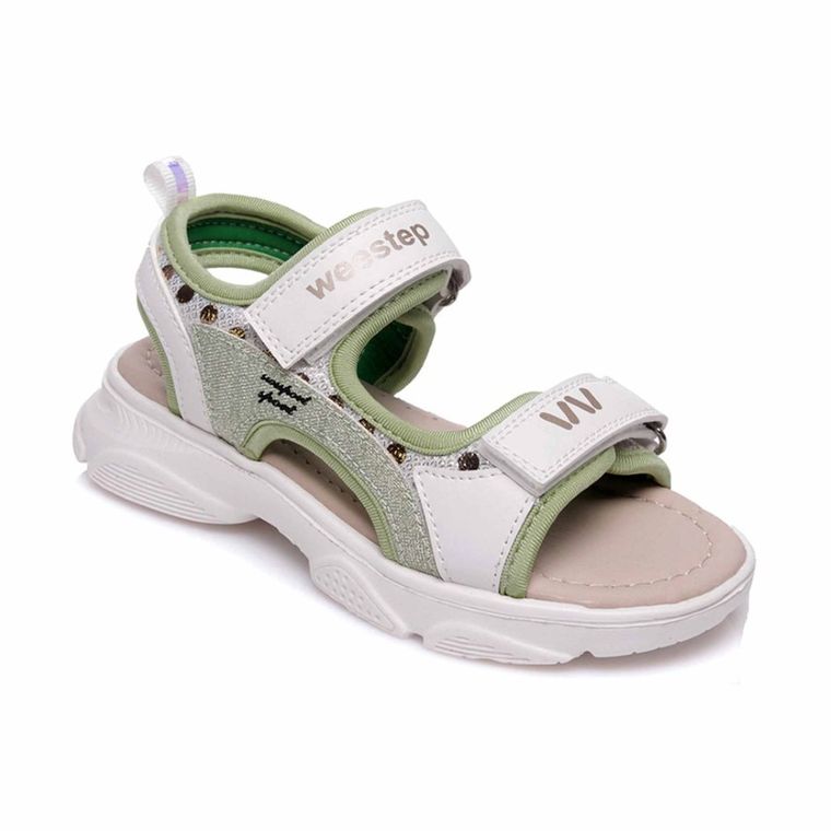 Sandały dziewczęce, białe, skórzana wkładka, Weestep