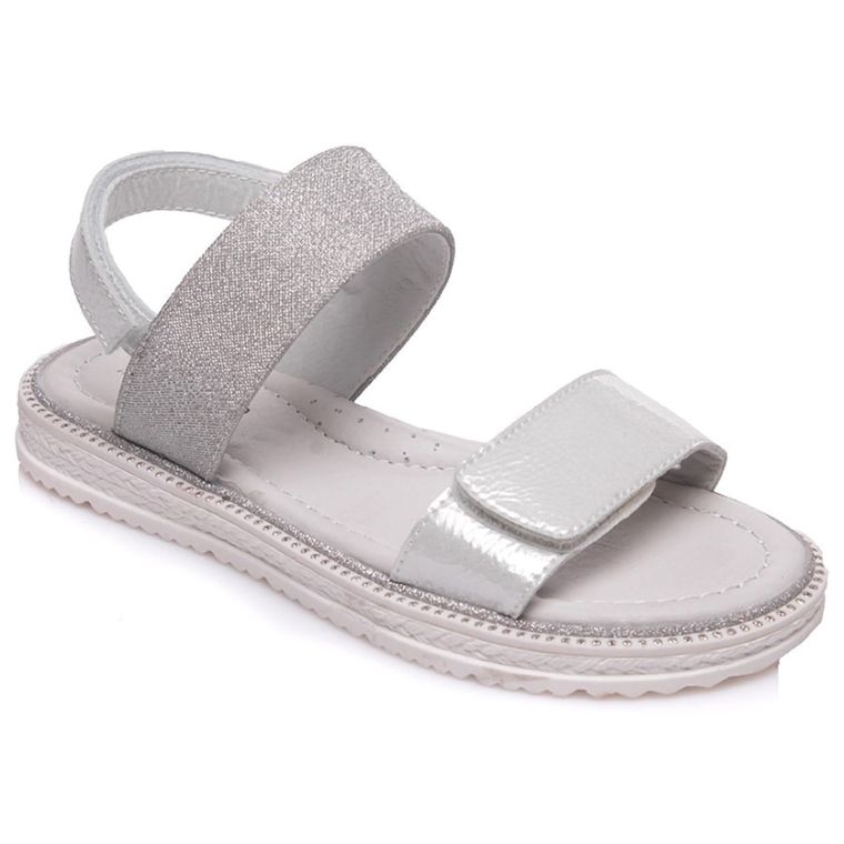 Sandały dziewczęce, białe, skórzana wkładka, Weestep