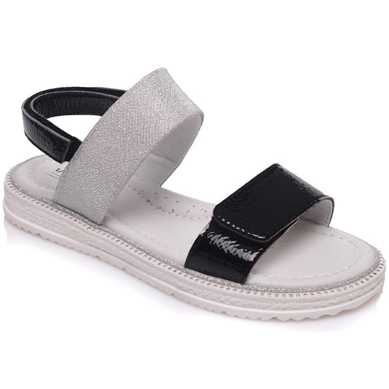 Sandały dziewczęce, czarno-białe, Weestep