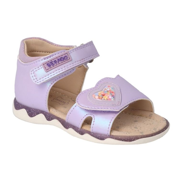 Sandały dziewczęce, fioletowe, skórzana wkładka, Befado