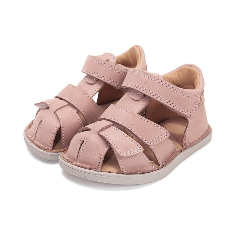Sandały dziewczęce, różowe, podeszwa barefoot, D.D.step