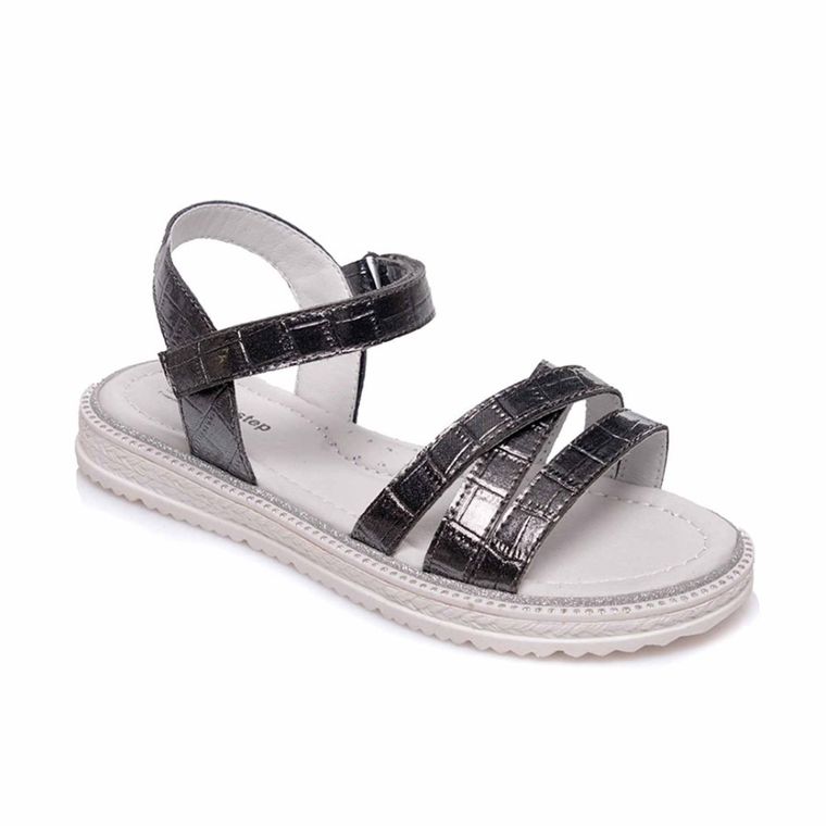 Sandały dziewczęce, szare, skórzana wkładka, Weestep