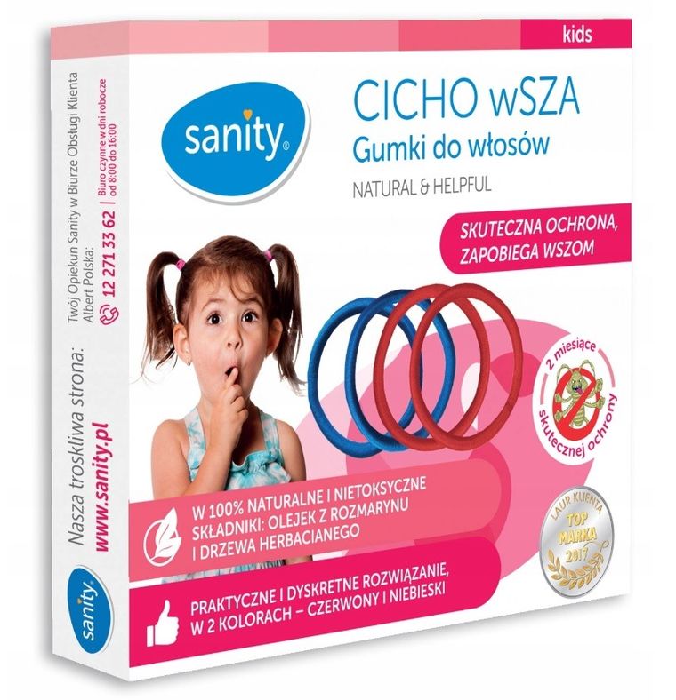 Sanity, Cicho Wsza, gumki do włosów zapobiegające wszom, 4 szt.