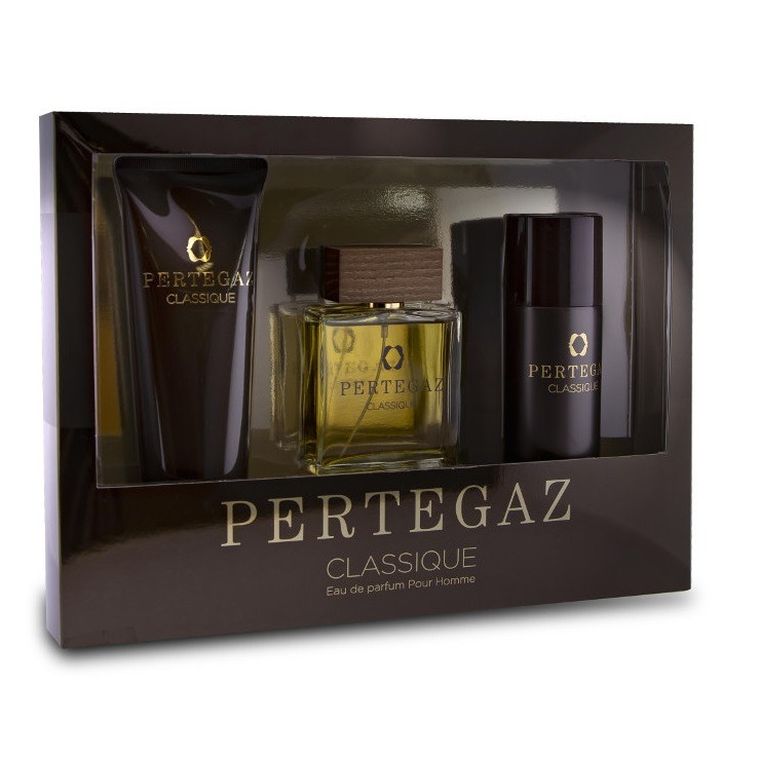 Saphir, Pertegaz Classique Pour Homme, zestaw, woda perfumowana, spray, 100 ml + żel pod prysznic, 230 ml + dezodorant, 150 ml