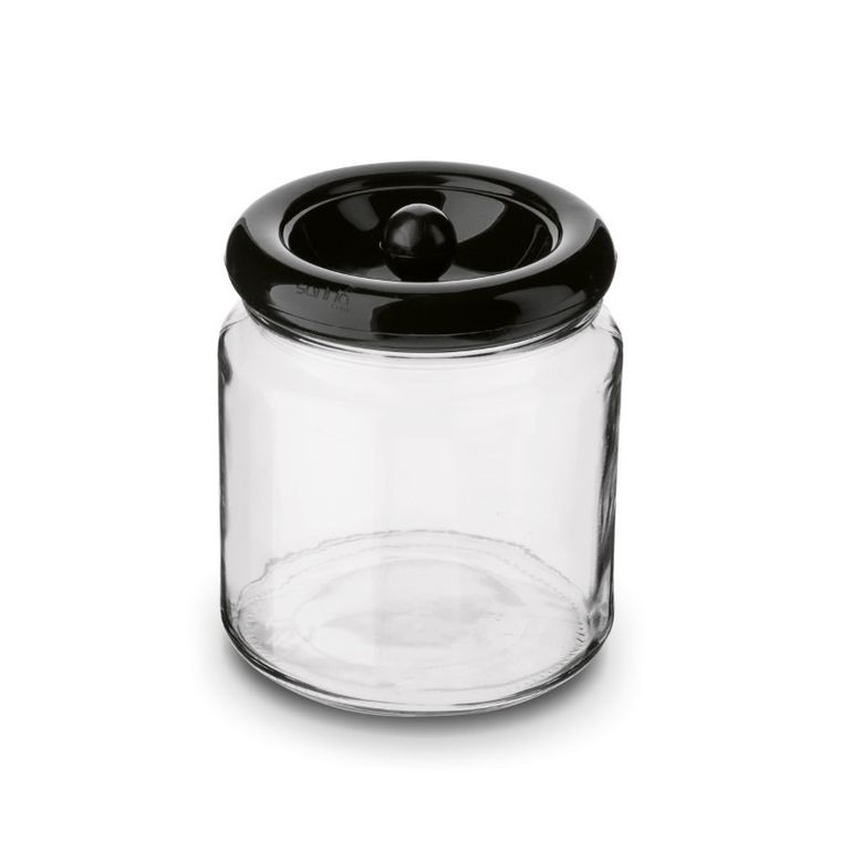 Sarina, Fibo, słoik szklany z pokrywką, czarna pokrywa, 1 l