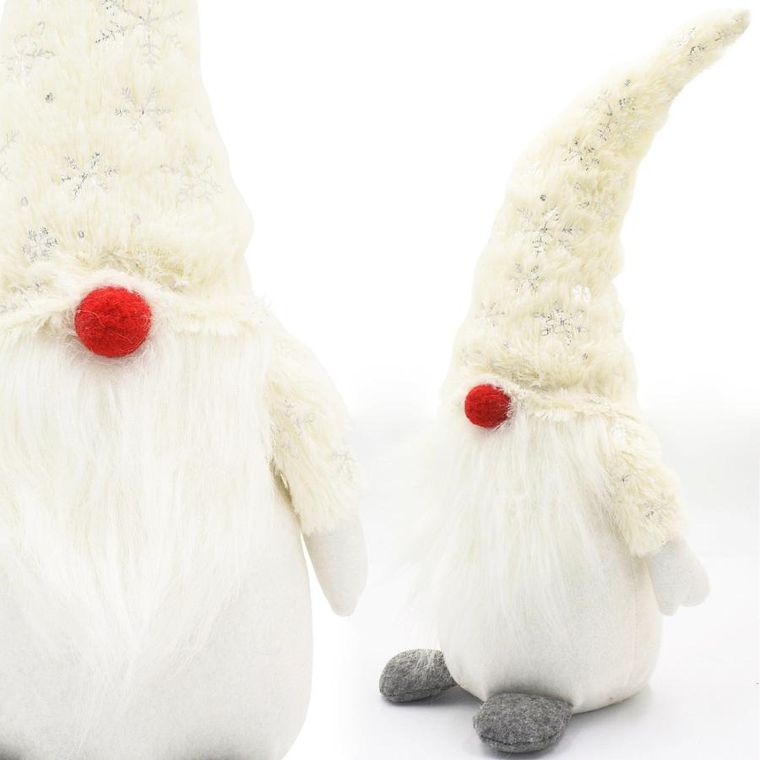 Saska Christmas, skrzat, gnom dekoracyjny, biały, 45 cm