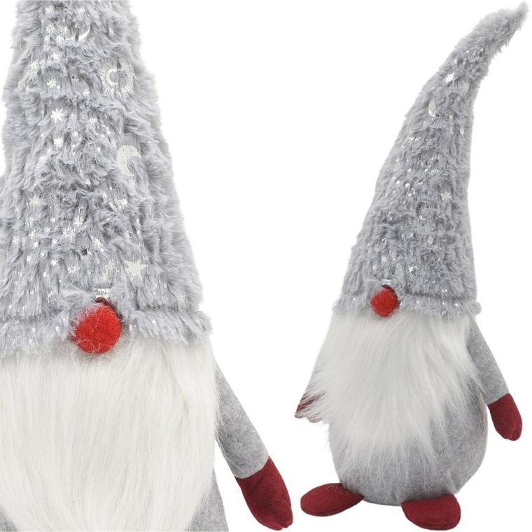 Saska Christmas, skrzat, gnom dekoracyjny, szary, 45 cm