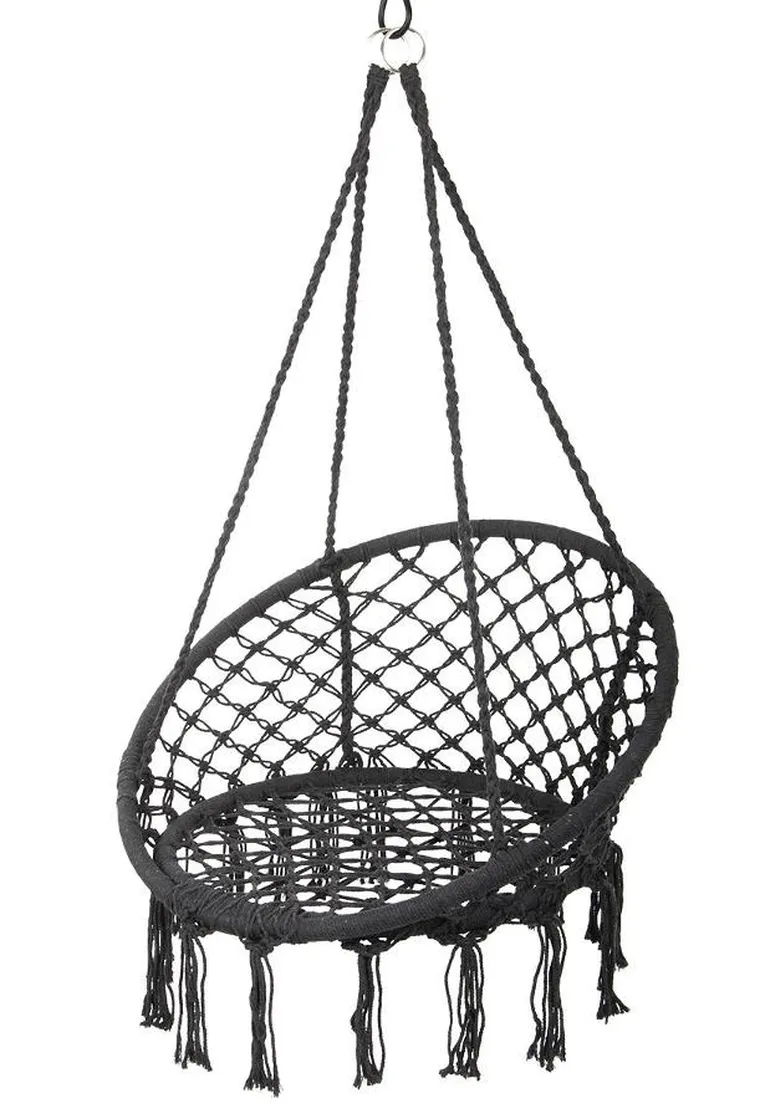 Saska Garden, ażurowy fotel wiszący, bocianie gniazdo, ciemny szary, 80-60 cm