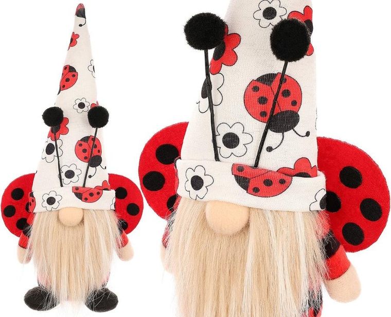 Saska Garden, dekoracja wiosenna, skrzat gnom, biedronka, 24 cm