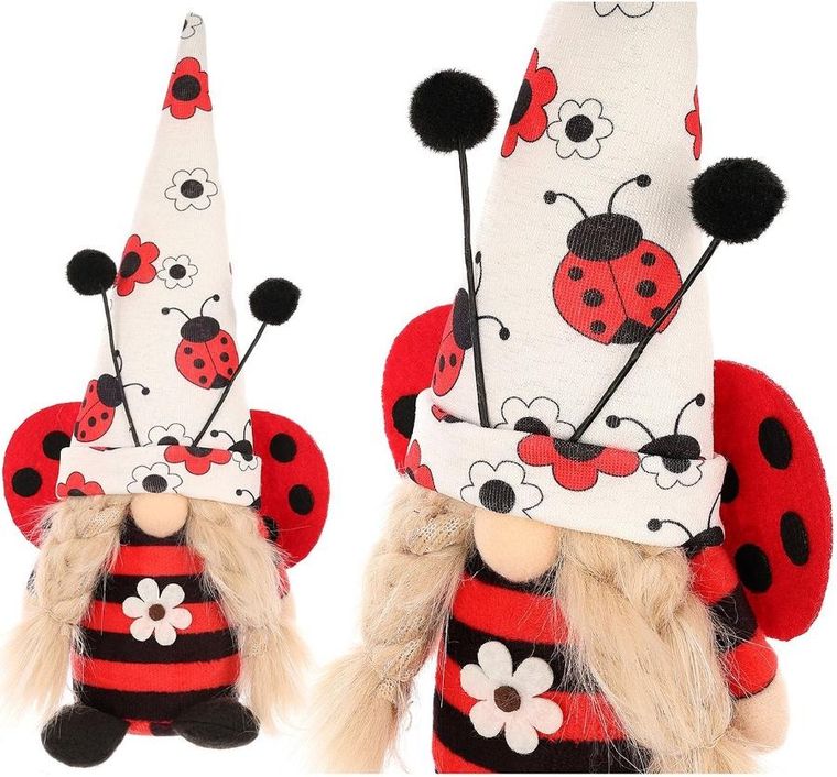 Saska Garden, dekoracja wiosenna, skrzat gnom, biedronka, 24 cm