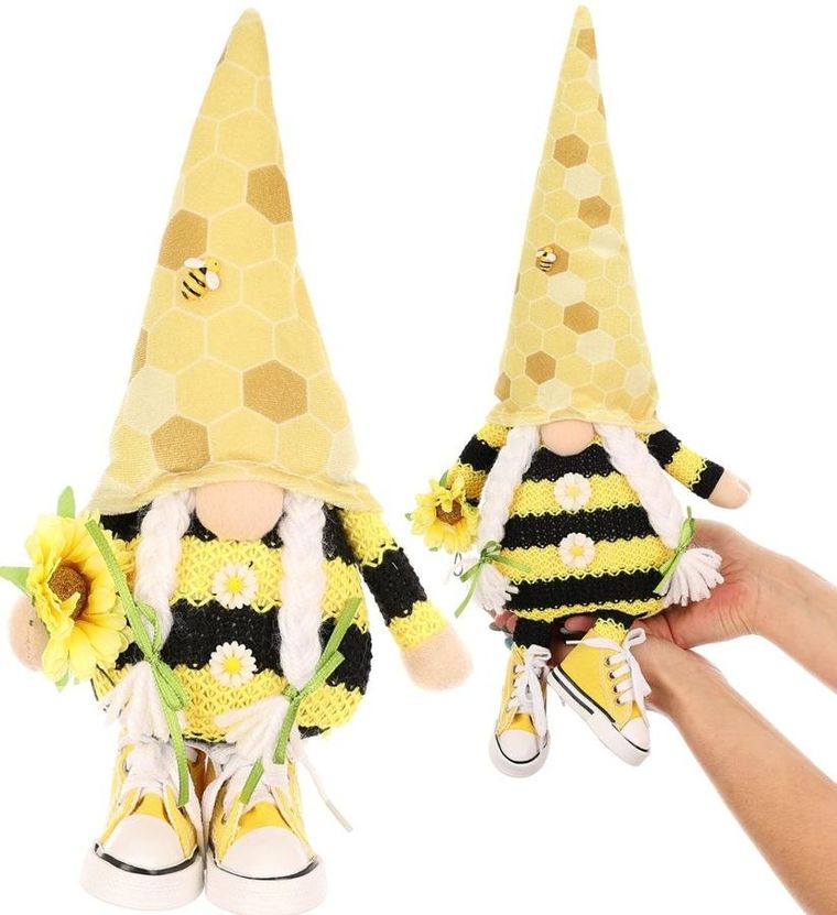 Saska Garden, dekoracja wiosenna, skrzat gnom, pszczółka w trampkach, 25 cm