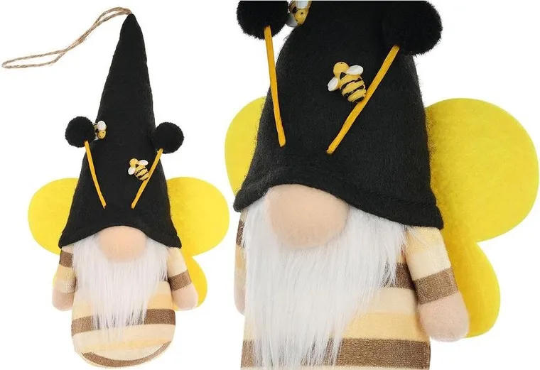 Saska Garden, dekoracja wiosenna, skrzat gnom, pszczółka zawieszka, czarna, 20 cm