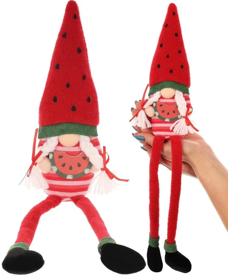 Saska Garden, dekoracja wiosenna, skrzat gnom, siedzący arbuz, 35 cm