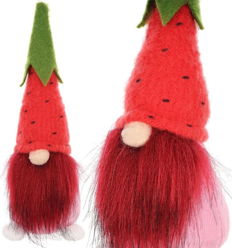 Saska Garden, dekoracja wiosenna, skrzat gnom, truskawka, 20 cm