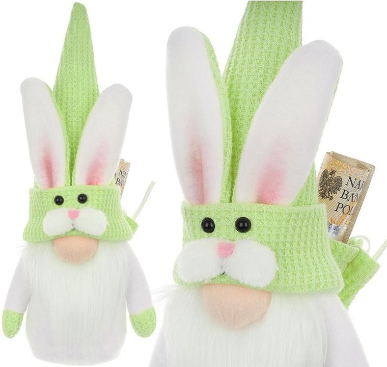 Saska Garden, dekoracja wiosenna, skrzat zajączek, z workiem na prezent, zielony, 20 cm