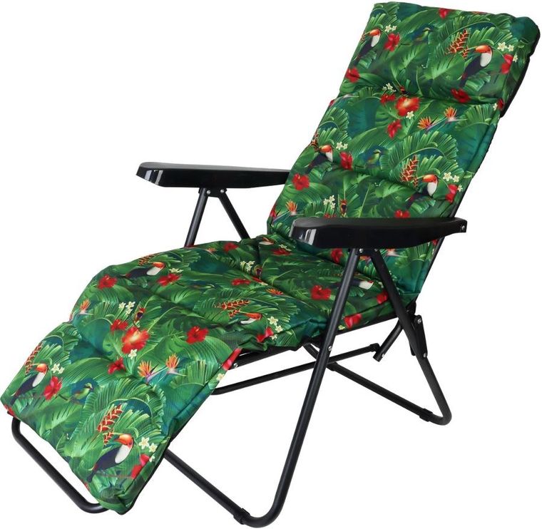 Saska Garden, fotel ogrodowy z podnóżkiem, flower, 57-83-106 cm