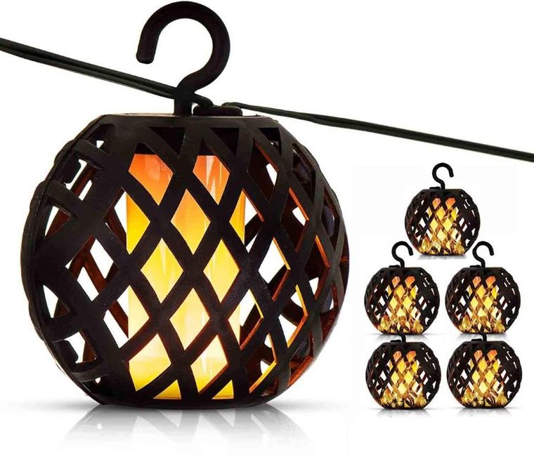 Saska Garden, lampa solarna kule ogniowe, 7 cm, 5 szt.