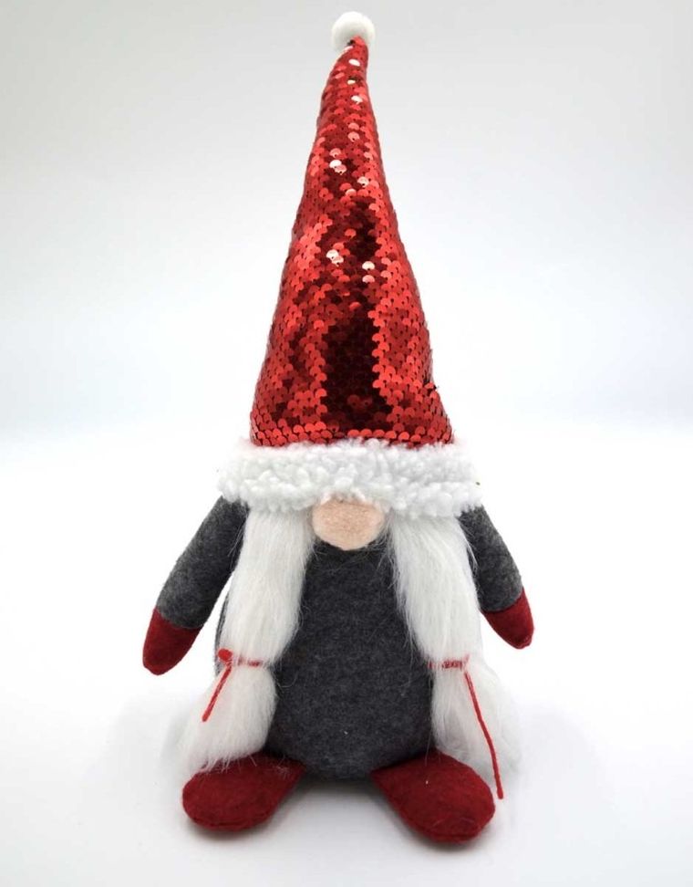 Saska Garden, skrzat dekoracyjny z magicznymi cekinami, szary, 35 cm