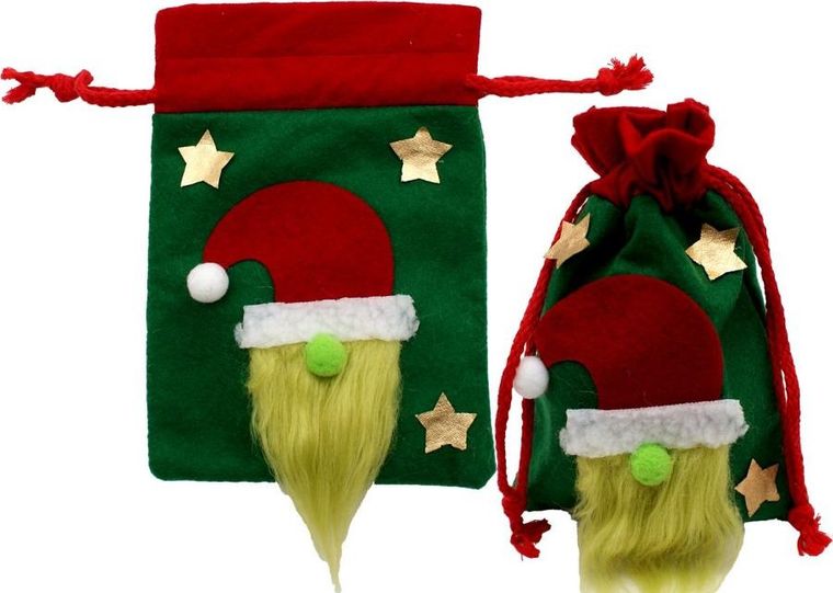 Saska Garden, świąteczny woreczek na prezent z mikołajem, 15-20 cm