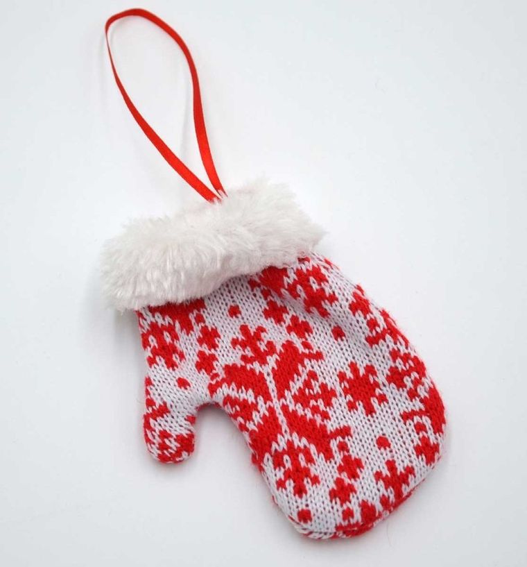 Saska Garden, zawieszka rękawiczka na prezenty, biała, 12 cm