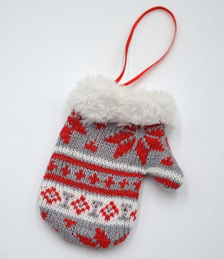 Saska Garden, zawieszka rękawiczka na prezenty, szara, 12 cm