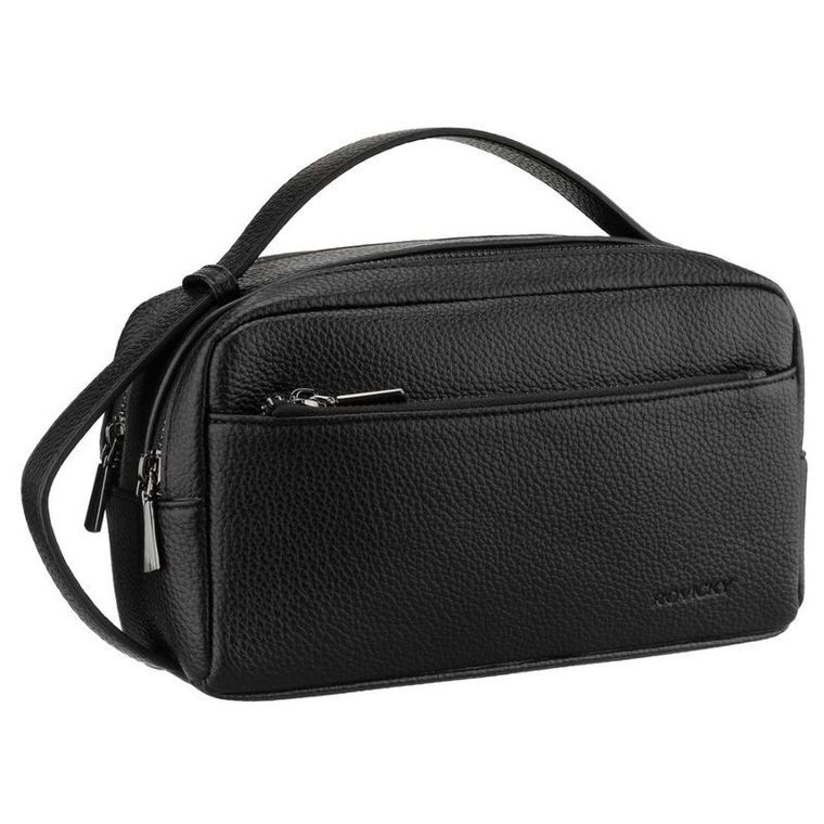 Saszetka do ręki, czarna, skóra ekologiczna, Rovicky