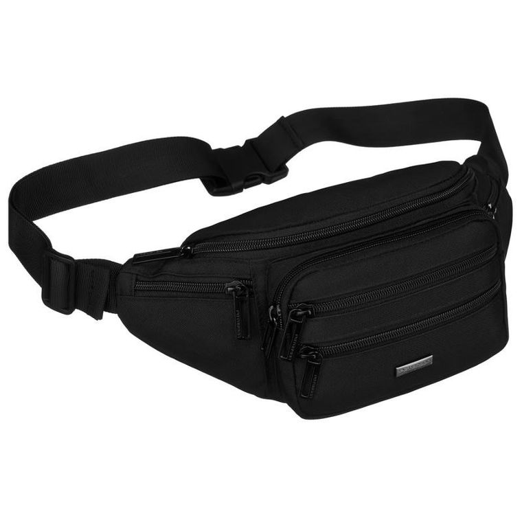 Saszetka na biodro, nerka, czarna, Peterson