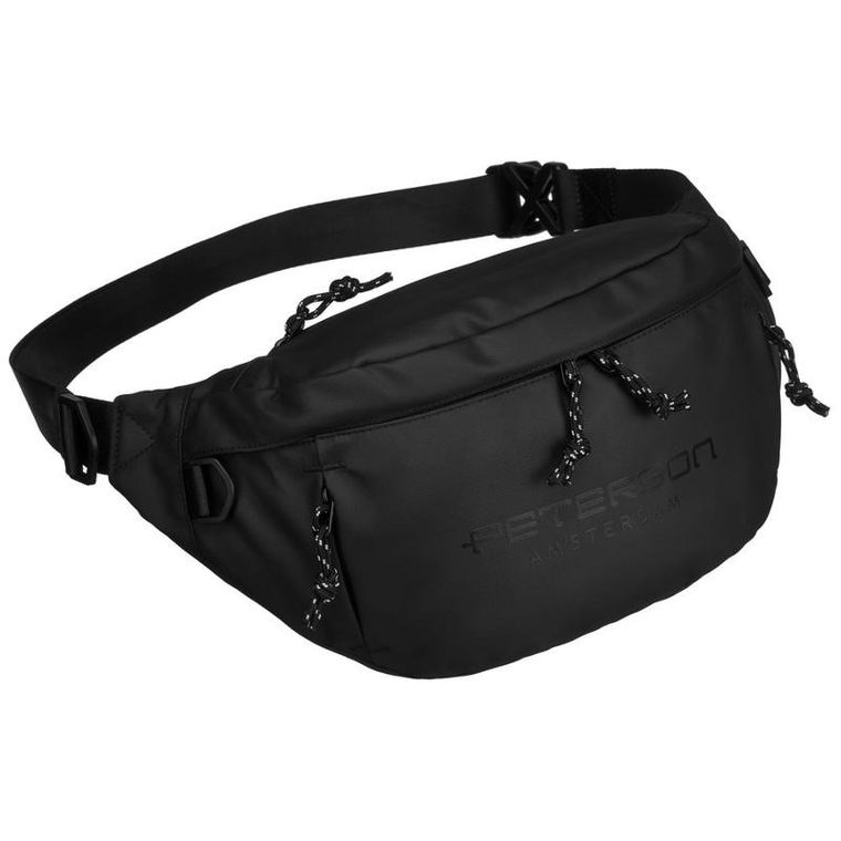 Saszetka na biodro, nerka, czarna, Peterson