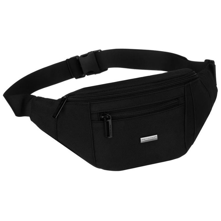 Saszetka na biodro, nerka, czarna, Peterson