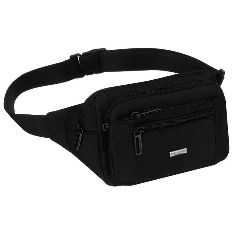 Saszetka na biodro, nerka, czarna, Peterson