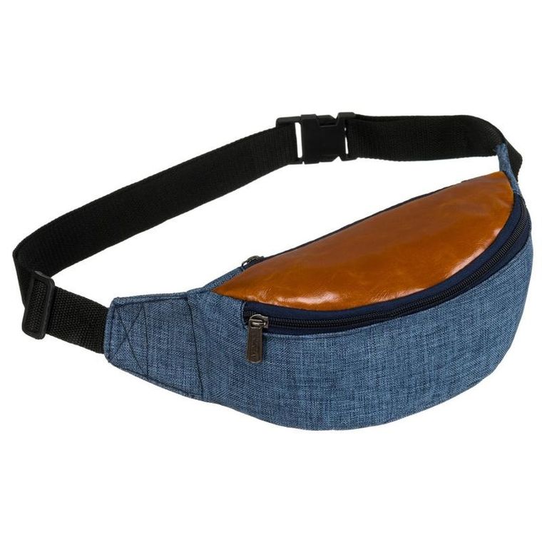 Saszetka na biodro, nerka, niebiesko-brązowa, Loren