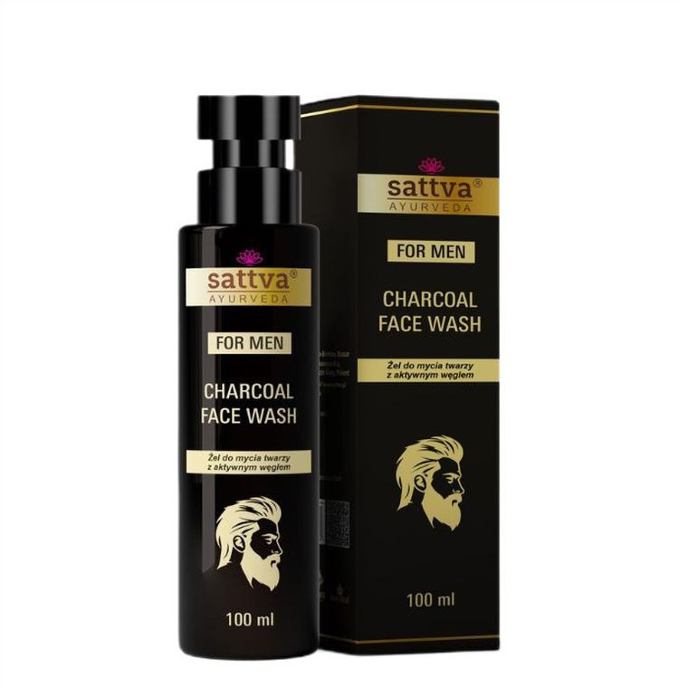 Sattva, For Men, żel do mycia twarzy z aktywnym węglem, 100 ml