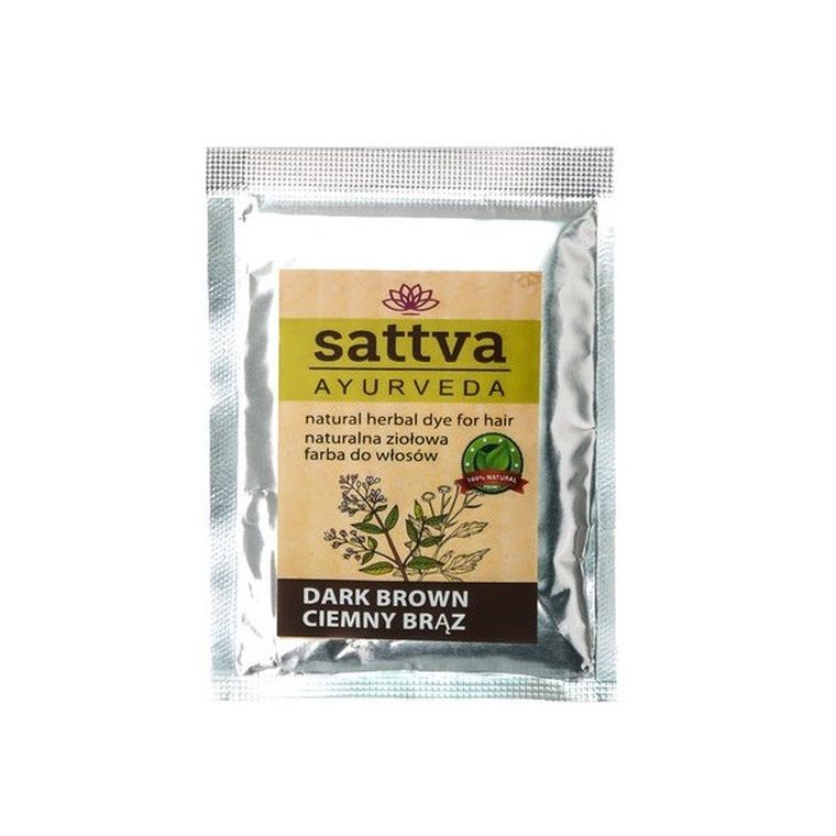 Sattva, Natural Herbal Dye for Hair, naturalna ziołowa farba do włosów, Dark Brown, 10g