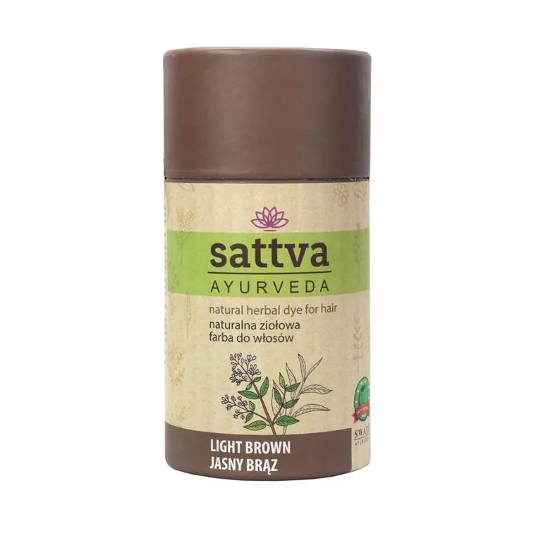 Sattva, Natural Herbal Dye for Hair, naturalna ziołowa farba do włosów, Light Brown, 150g