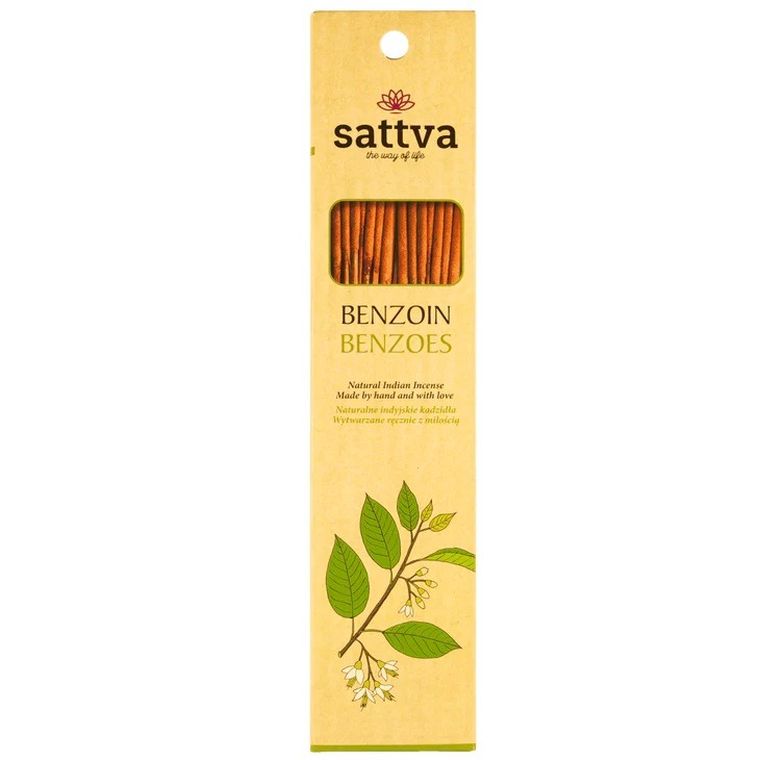Sattva, Natural Indian Incense, naturalne indyjskie kadzidełko, Benzoes, 15 szt.