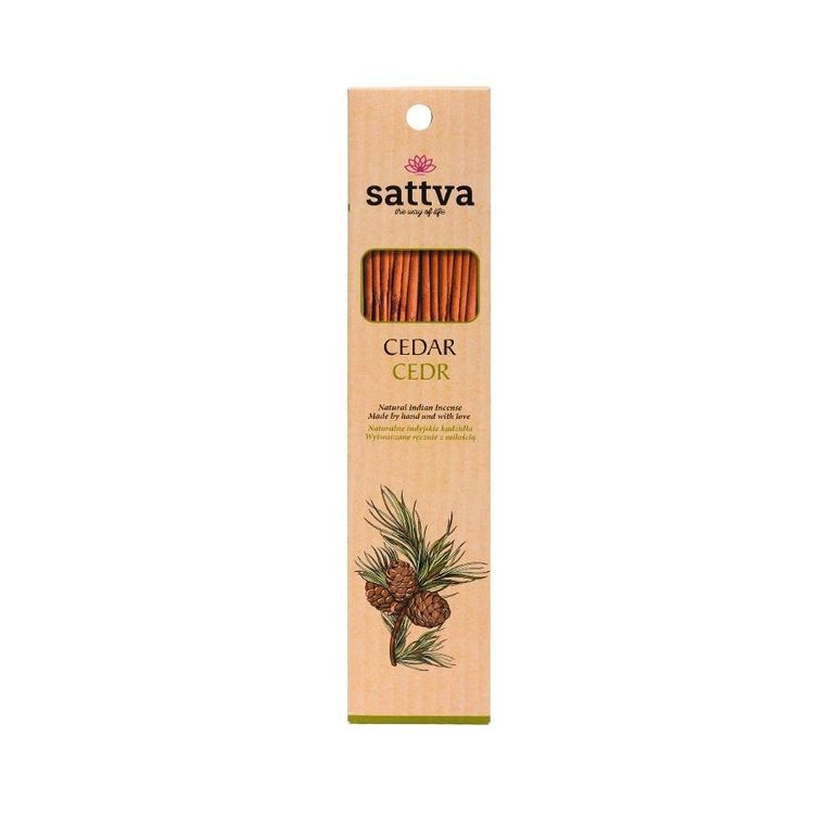 Sattva, Natural Indian Incense, naturalne indyjskie kadzidełko, Cedr, 15 szt.