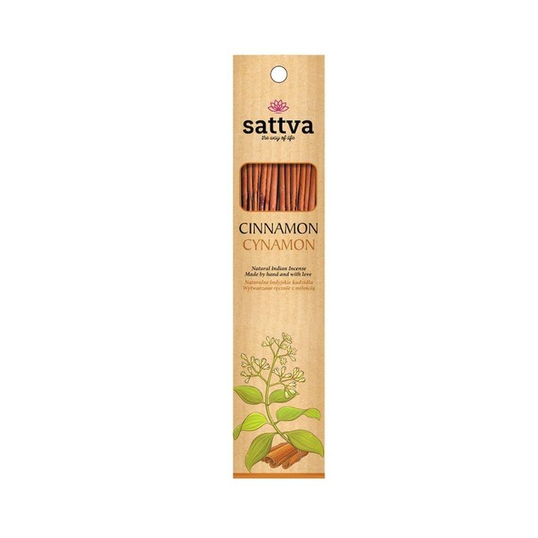 Sattva, Natural Indian Incense, naturalne indyjskie kadzidełko, Cynamon, 15 szt.