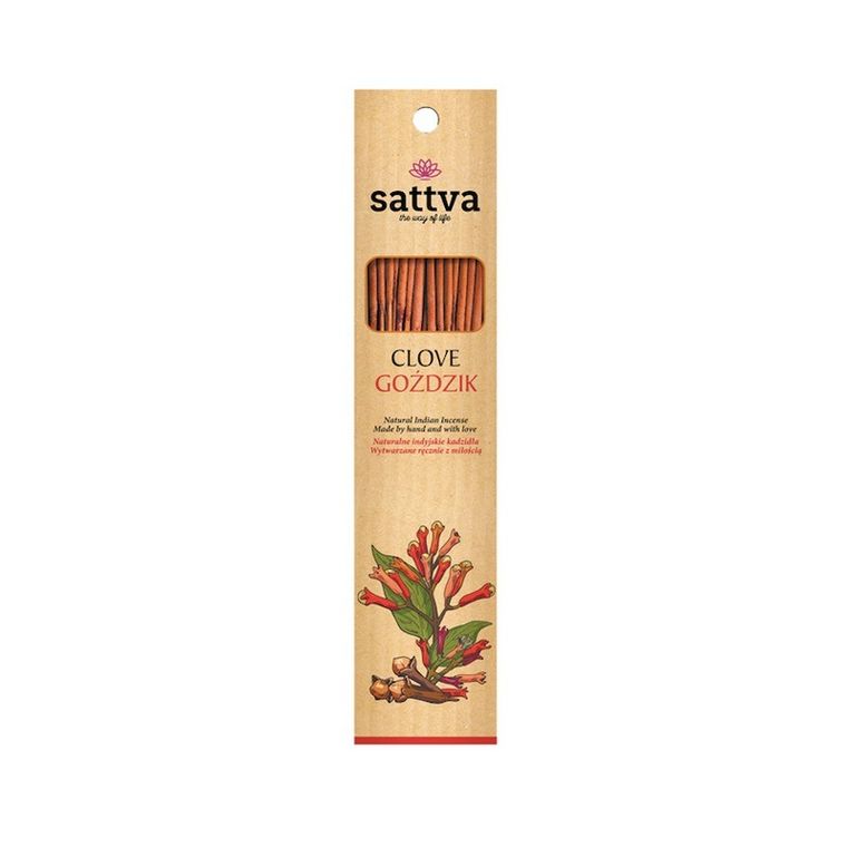 Sattva, Natural Indian Incense, naturalne indyjskie kadzidełko, Goździk, 15 szt.