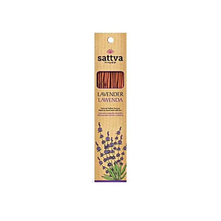 Sattva, Natural Indian Incense, naturalne indyjskie kadzidełko, Lawenda, 15 szt.