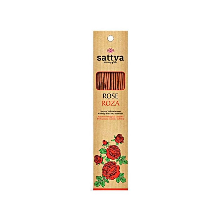 Sattva, Natural Indian Incense, naturalne indyjskie kadzidełko, Róża, 15 szt.