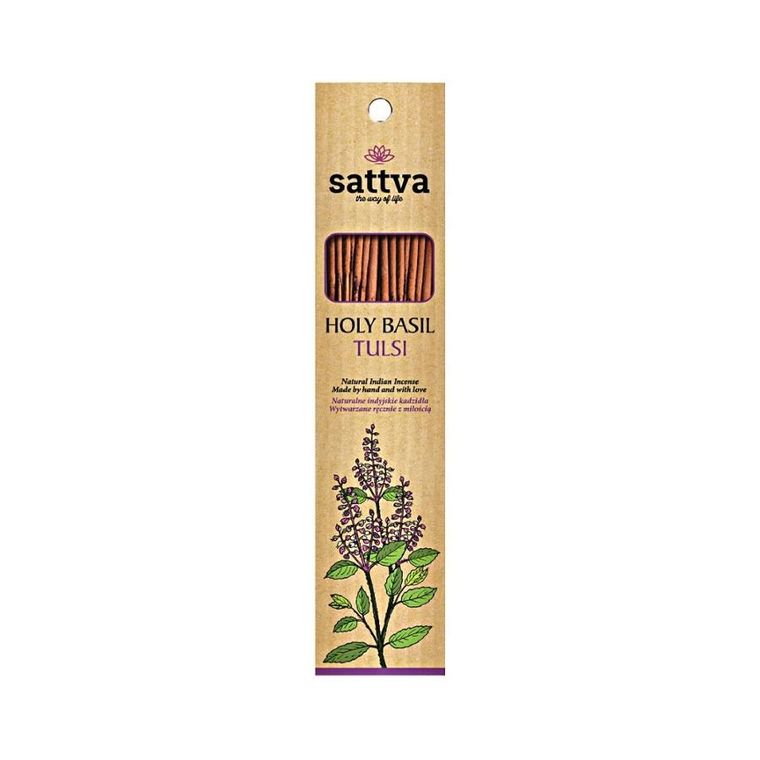 Sattva, Natural Indian Incense, naturalne indyjskie kadzidełko, Tulsi, 15 szt.