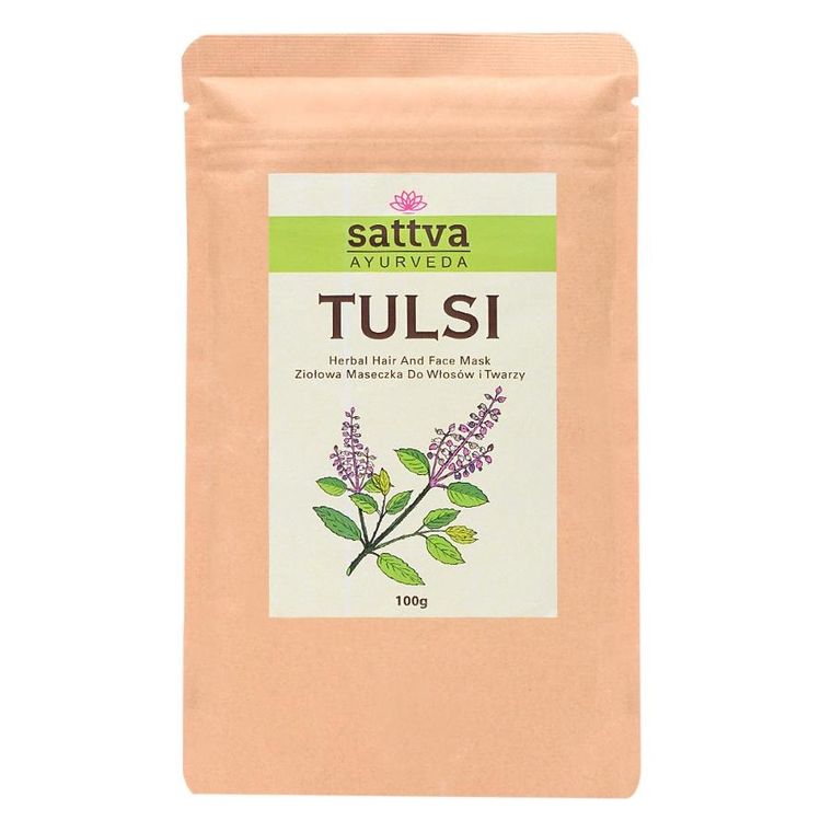 Sattva, Tulsi Herbal Hair And Face Mask, ziołowa maseczka do włosów i twarzy, 100g