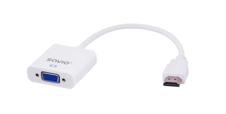 Savio, adapter, CL-27/B (HDMI M - D-Sub (VGA) F, 0,10m, biały