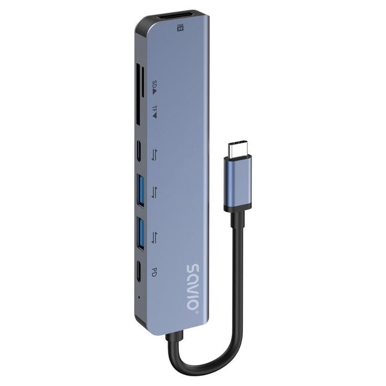 Savio, hub USB-C, 7w1
