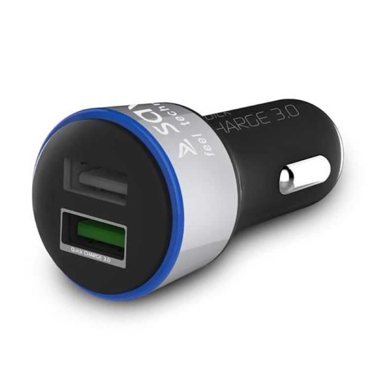 Savio, ładowarka samochodowa do smartfona, Quick Charge 3.0, SA-06/B, 2400 mA, 3000 mA, USB