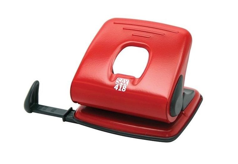 Sax, dziurkacz, 25 kartek, czerwony