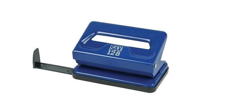 Sax, dziurkacz, niebieski, 12 kartek