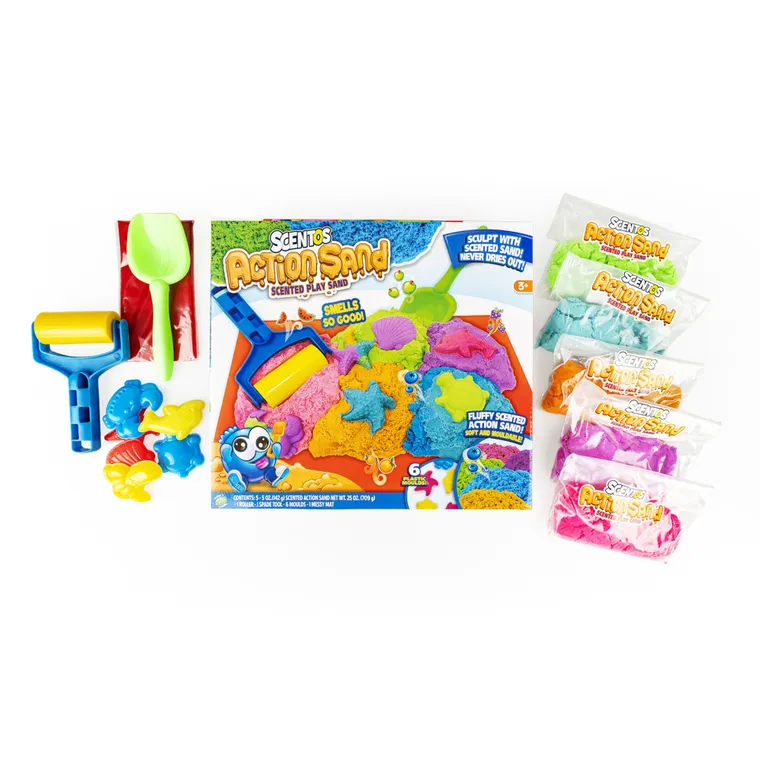 Scentos, Pachnący piasek kinetyczny, zestaw z akcesoriami, 5 kolorów